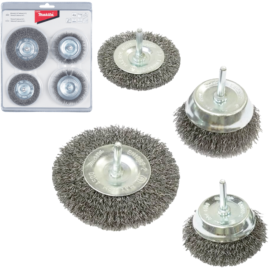 Makita D-65729 Shank Wire Brush Set 4Pcs | Makita by KHM Megatools Corp. Makita D-65729 Shank Wire Brush Set 4Pcs | Makita by KHM Megatools Corp.